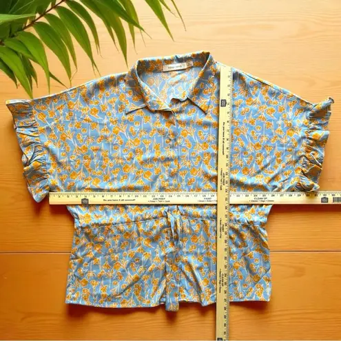 Bishop and Young Floral Tie Waist Button Front Top - XL