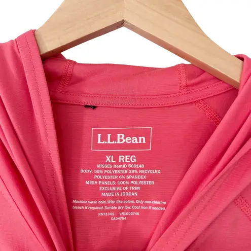 LL Bean Coral Hooded Long Sleeve Shirt Sz XL Pink