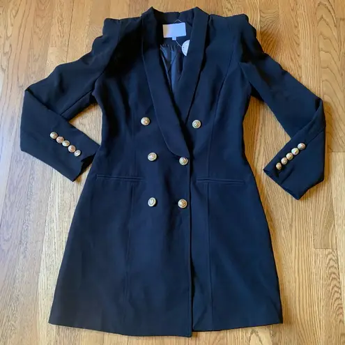 Womens Double Breasted long Blazer Dress in black Size M Size M