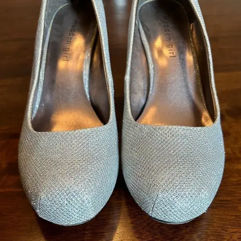 Steve Madden  Getta Silver Glitter 3” Stiletto High Heel Shoes Pumps Size 8.5