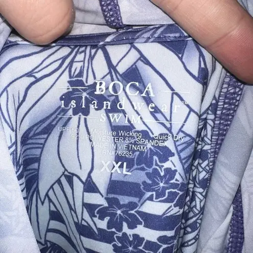 Boca Islandweat blue & white tropical sun protection top Size XXL