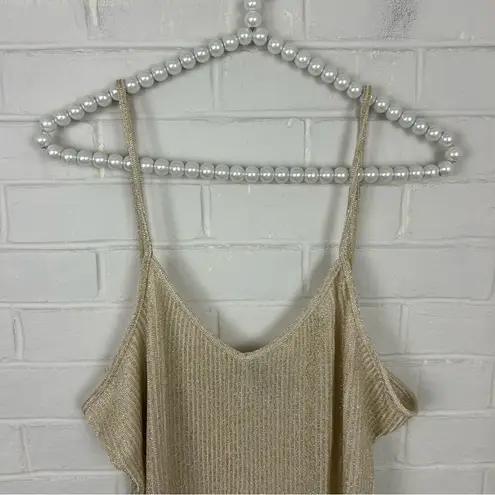 Frederick's of Hollywood Fredrick’s Of Hollywood Gold Ribbed Shimmer Tank Top Size 3X