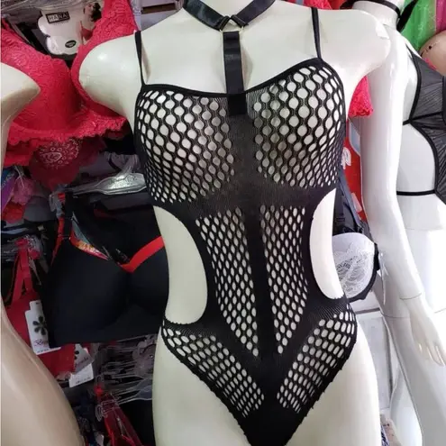 Festival Fishnet Black Bodysuit Harness New
