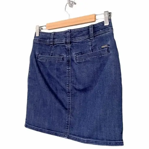 prAna  Button Front Denim Jean Skirt Organic Cotton Medium Wash Women’s Size 2