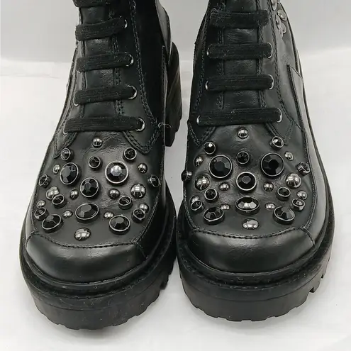 Karl Lagerfeld Breck Chelsea Combat Boots Women Size 6M Black Leather Biker Goth