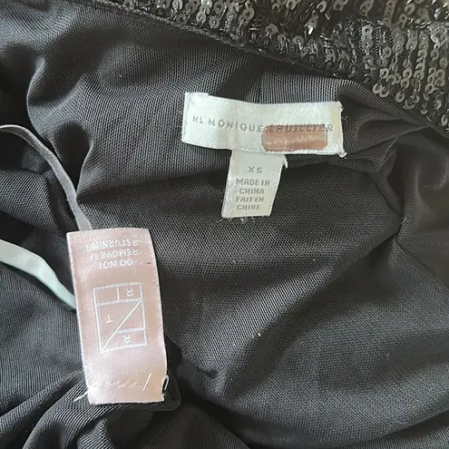 Monique Lhuillier ML Monique Lhullier Black Sequin Wrap Top XS