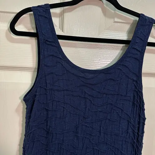 Toad & Co  Samba Tide Tank Dress Sz L Navy Textured Organic Cotton Tencel Pockets