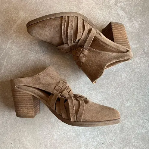 REBELS Sand Suede Cutout Block Heel Mule Booties Size 6.5