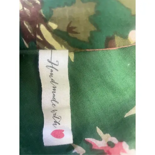 Handmade Unbranded Green Floral Kimono Style Cotton Robe Size Small