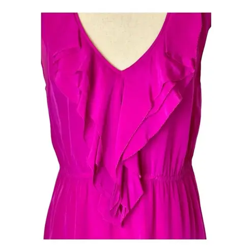 Rebecca Taylor Dress Women 2 Pink Silk Ruffle Elastic Waist Fit And Flare Mini