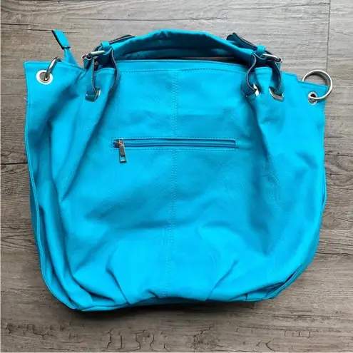 Yoki NWT  Teal Vegan Leather Tassel 2-Way Slouchy Shoulder Bag