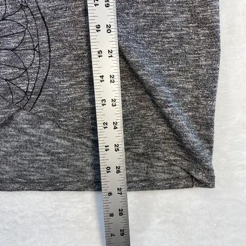 Desigual Graphic T-Shirt Floral Print 3/4 Sleeve Top Heather Gray L