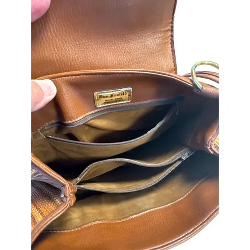 Due Fratelli Milan Brown Striped Shoulder Bag Purse 11x13 SKU 7006 Orange