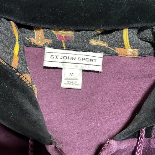 St. John Sport Women’s Velour Zip Up Hooded Track Jacket Size M
