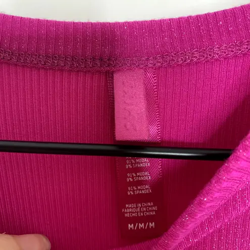 SKIMS Long Sleeve Dress Luxe Limited Edition Fuchsia Shimmer Foil Womens Medium