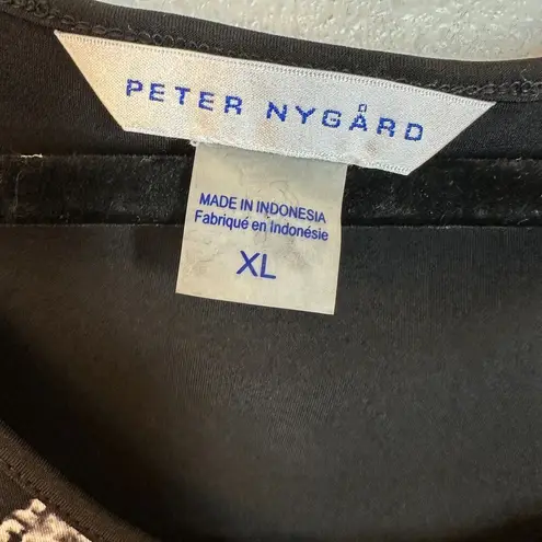 Peter Nygard Snake Skin Print Rhinestone Long Sleeve Blouse Size XL