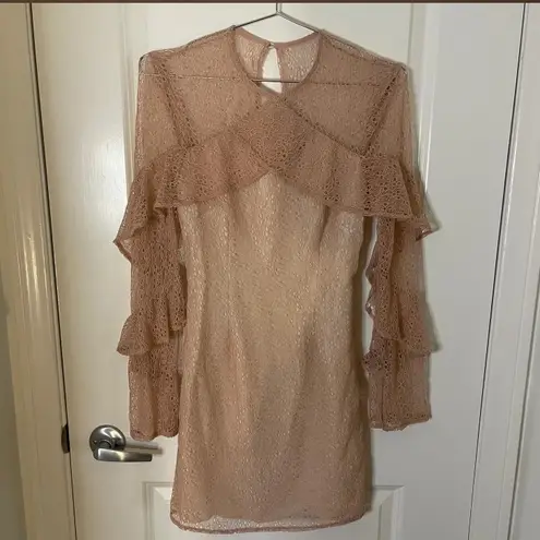 Revolve/ KEEPSAKE Wide Awake Long Sleeve Mini Dress In Blush Size XS