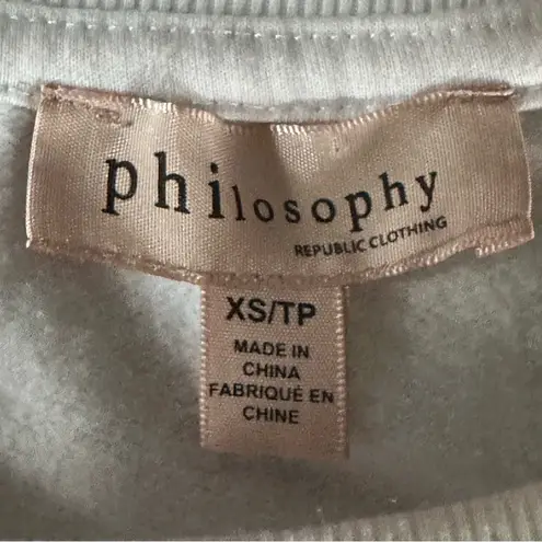 Philosophy  Love Sweatshirt White Pink Textured Letters Cozy. Size XS