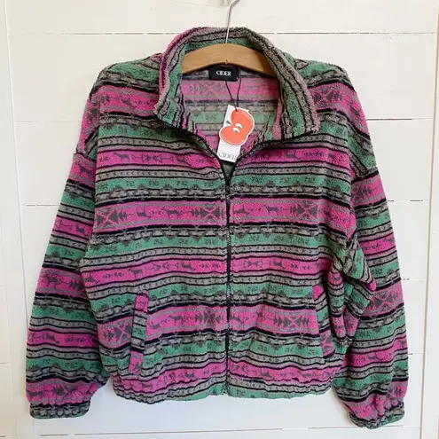 Cider  Fleece Stand Collar Aztec Print Jacket SZ S NWT