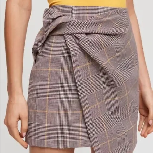 Babaton  Plaid Drape Front Detail Skirt