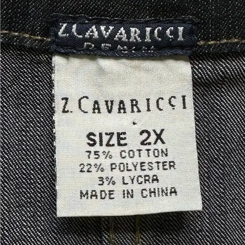 NWT Z Cavaricci Dark Denim Jacket 2X Stretch Contrast Stitching Notched Lapel Blue