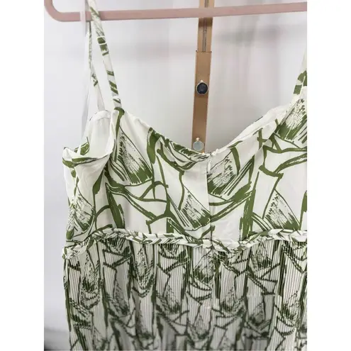 Fashion to figure FTF Rope Detail Sleeveless Maxi Dress White Green Print Women’s Plus Size 4 4X
