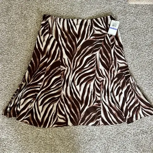 Jones Wear π¦ NWT Black Cream Zebra Print A-Line Midi Skirt Size 18