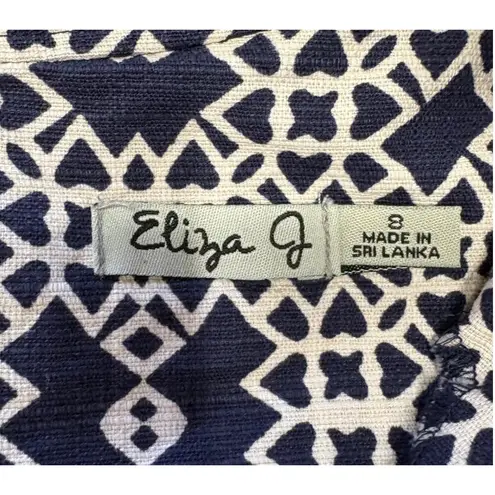 Eliza J Sleeveless Women's Geometric Print Mandarin Collar Sheath Dress Size 8