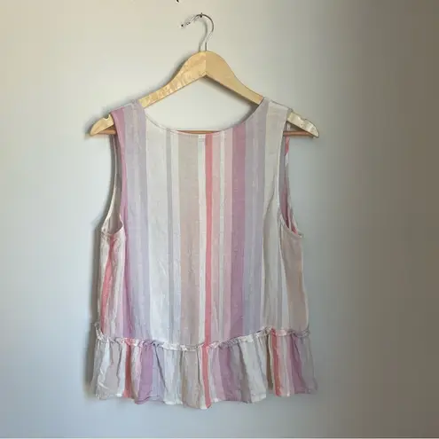 Rails Pink and Gray Peplum Tank Top