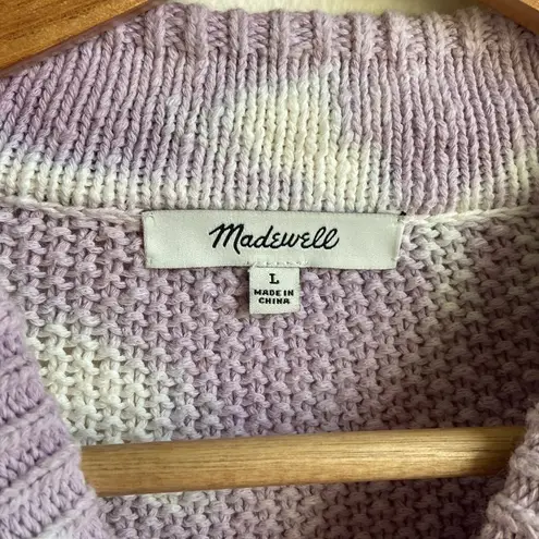 Madewell  Tie-Dye Puff-Sleeve Sweater (Sz L) Textured Cotton Mockneck thumbnail 4