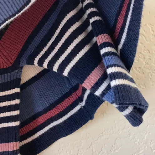 Cupcakes & Cashmere New Navy Striped Off Shoulder Short Sleeve Sweater A43 Blue Size M