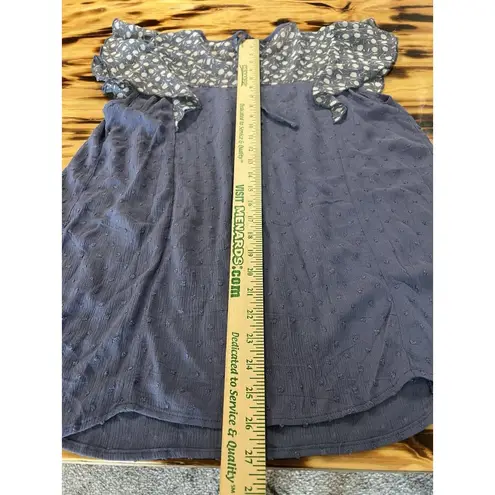 Suzanne Betro Size Large Tunic Top Shirt Blue Flutter Sleeve Knit Textured Boho