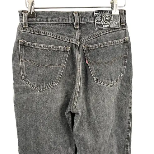 Edwin Something Ones Japan Black High Rise Tapered Jeans Raw Hem Size 68 / US 27