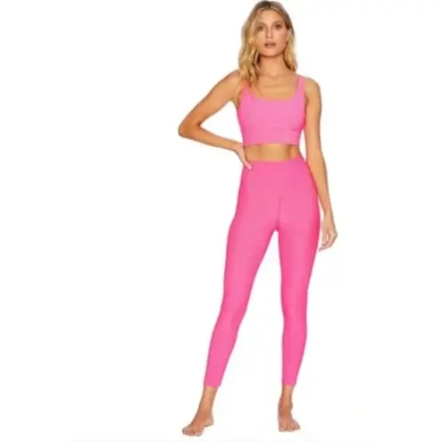Beach Riot Ayla Hot Pink Ribbed High Rise Leggings Womens Large