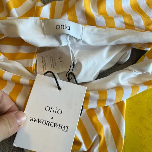 ONIA  x WeWoreWhat NWT Riviera Cabana Striped Bottoms in 827 Citrus- Small