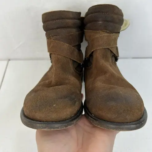 Sundance Sz 38 US 7.5 8 Molly Pitcher Leather Sherpa Lined Booties Boots Buckle