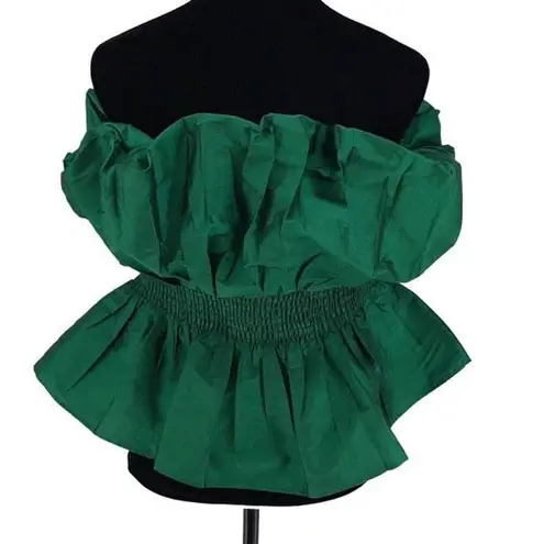 Majorelle  Revolve Women’s Lined Ruffled Smocked Waist Strapless Blouse Green Lar