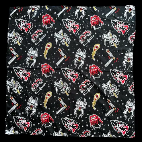 Sourpuss Rosie Friday the 13th Black Bandana Red & White Horror Print Neck Scarf