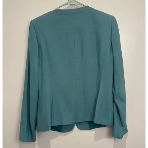 Lafayette 148 Womens Virgin Wool Silk Blend Button Front Coat Jacket Blue Size 6