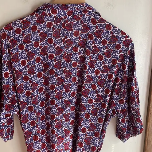 XiRENA Grady Romper Nichols Floral Cotton Belted Purple Size L