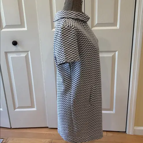 Tyler Boe Navy and White Textured Pleated Pocket Short Sleeve Dress Size M