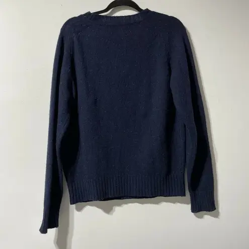 Vintage The Fox Sweater Navy Blue Wool Blend Crewneck Sweater Size Medium