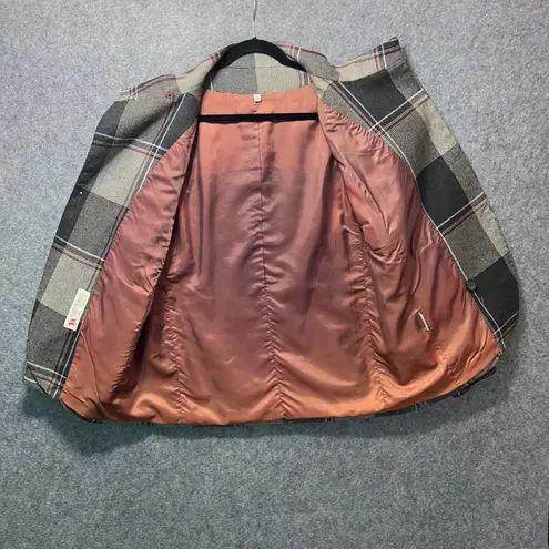 Vintage Peabody House Plaid Wool Blend Jacket Women 11/12 Korea Puff Sleeve Gray Size undefined