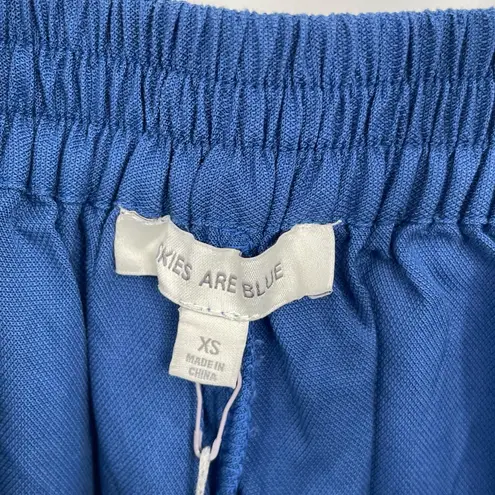 Skies Are Blue Womens Blue Pinafore Midi Eyelet Overall Style Bib Dress XS