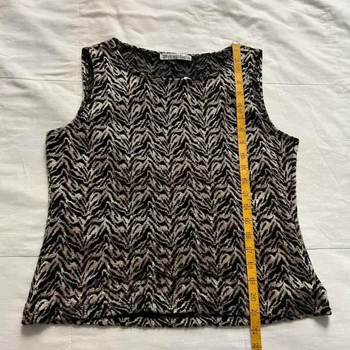 Vintage black tan zebra jacquard shell tank top Size large Brown