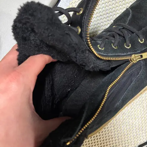 Cougar Dublin Black Suede Fur Lined High Top Zipper Lace Up Sneakers Women's 9