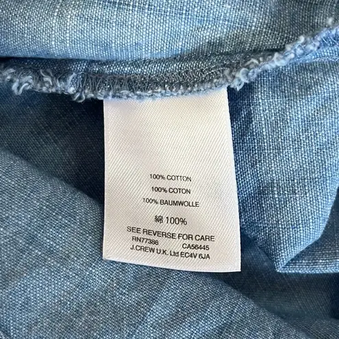 J.Crew  Chambray Flutter Sleeve Faux Wrap Peplum Top