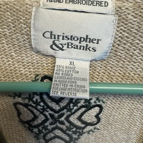 Christopher & Banks Cream and Black Cardigan Sweater
Vintage hand embroidered