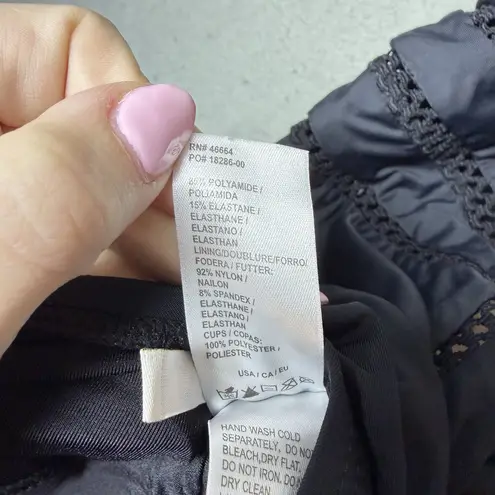 Ella Moss One-Piece Halter Swimwear V-Neck Black Swimsuit Women's Size L