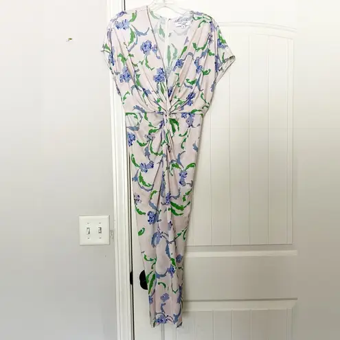 Prabal Gurung Brushstroke Floral Twist Midi Dress Purple Size 6